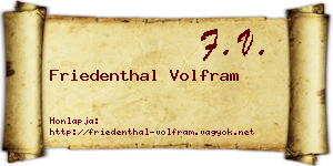Friedenthal Volfram névjegykártya